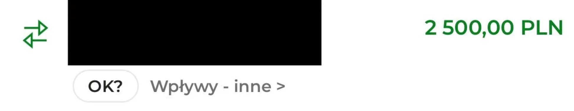 Powiadomienie o przelewie od klienta