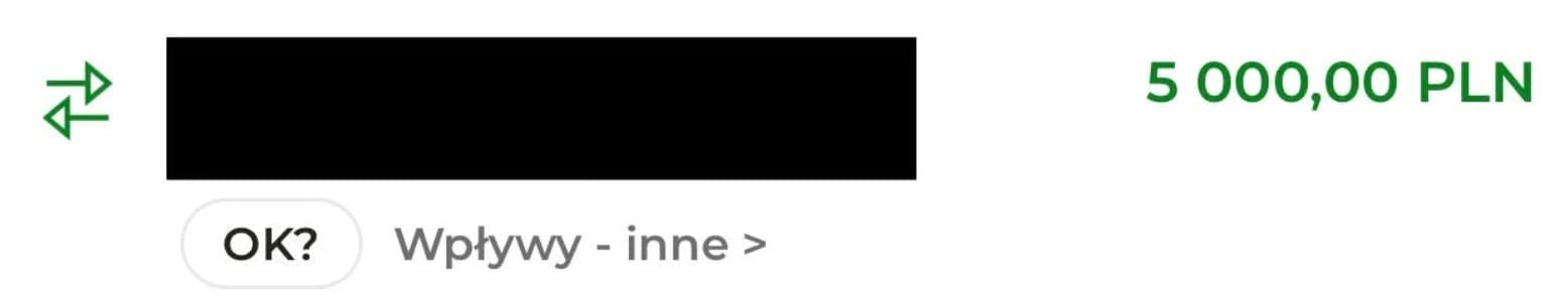 Powiadomienie o przelewie od klienta